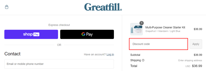 How to use Greatfill promo code