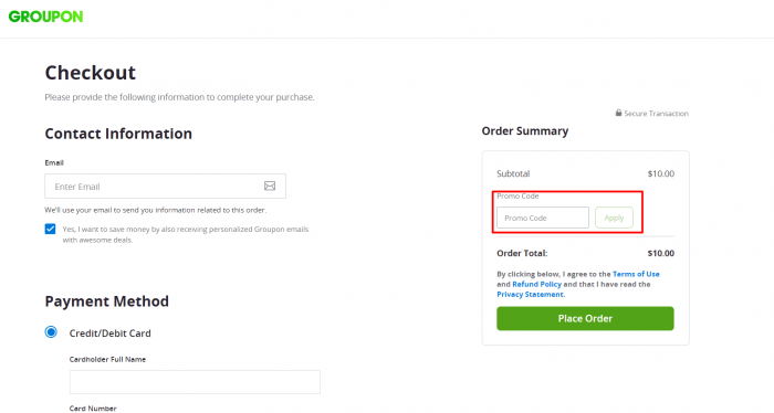 How to use Groupon promo code