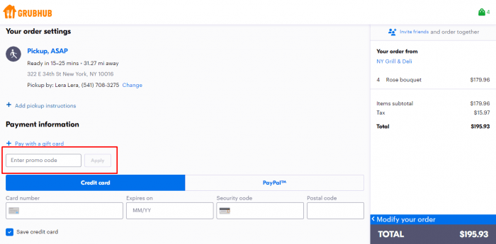 How to use Grubhub promo code
