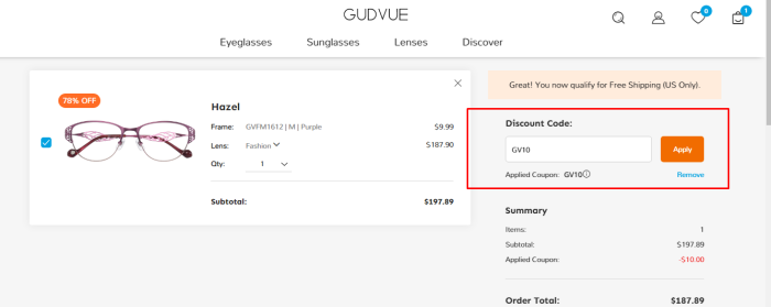 How to use Gudvue promo code