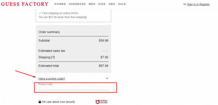coupon code for guess factory