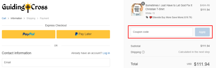 How to use Guiding Cross promo code