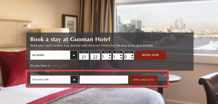 How to apply discount code at Guoman Hotels