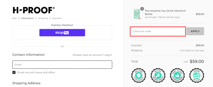 How to use H-PROOF promo code