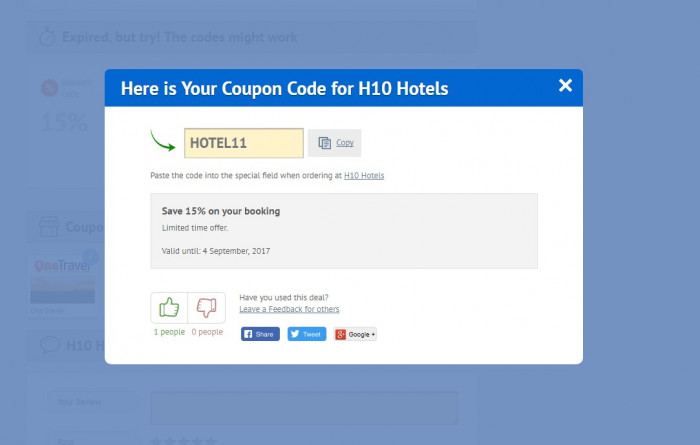 How to use a promo code at H10 Hotels