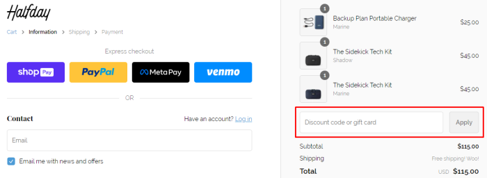 How to use Halfday promo code