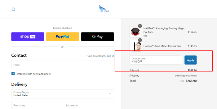How to use Halipax promo code