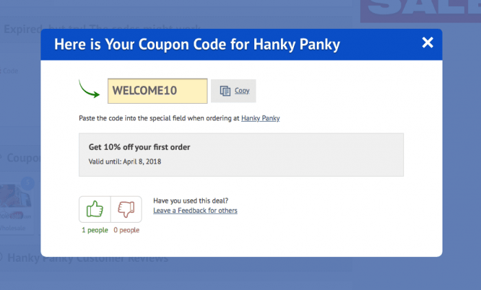 How to use a coupon code at Hanky Panky