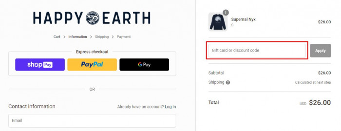 How to use Happy Earth promo code