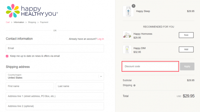 How to use Happy Healthy You promo code