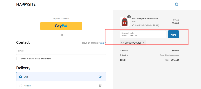 How to use HAPPYSITE promo code