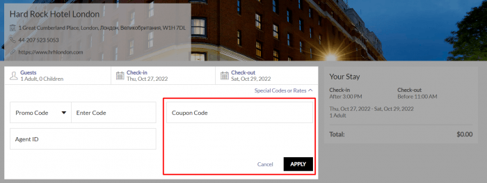 How to use Hard Rock Hotel promo code