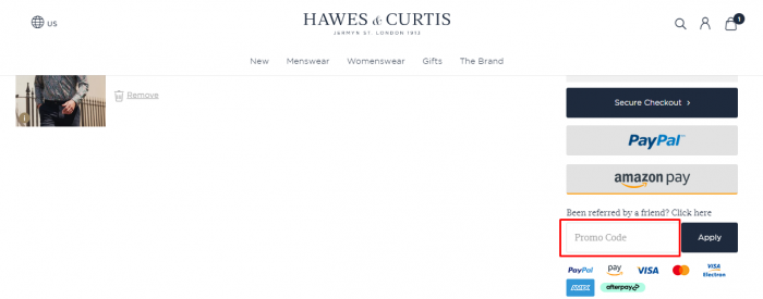 How to use Hawes & Curtis promo code