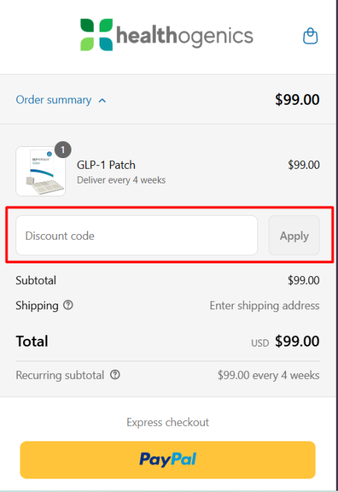 How to use Healthogenics promo code