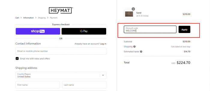 How to use Heymat promo code