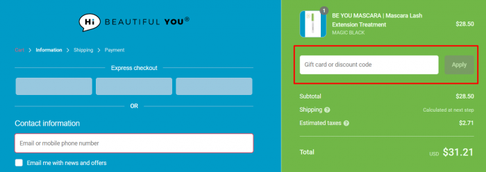 How to use Hi BEAUTIFUL YOU promo code