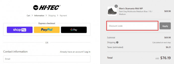 How to use Hi-Tec promo code