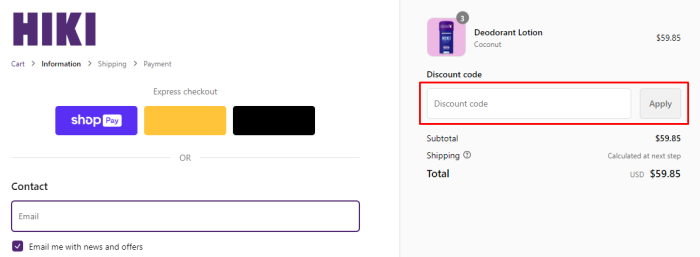 How to use HIKI promo code