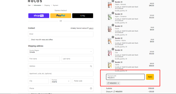 How to use Holos promo code