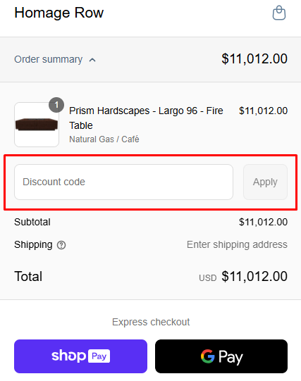 How to use Homage Row promo code