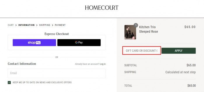 How to use Homecourt promo code