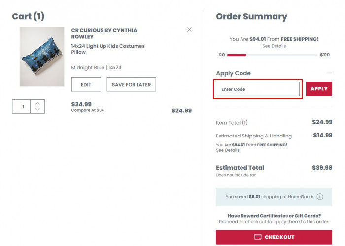 How to use HomeGoods promo code