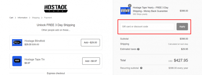 How to use Hostage Tape promo code