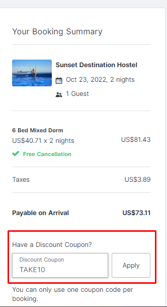 How to use Hostelworld promo code