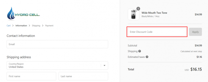 How to use HYDRO CELL promo code