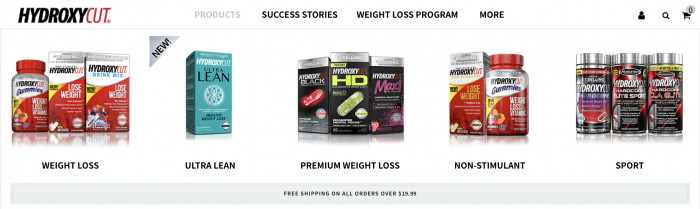 Hydroxycut range of products 