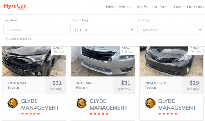 HyreCar range of products 