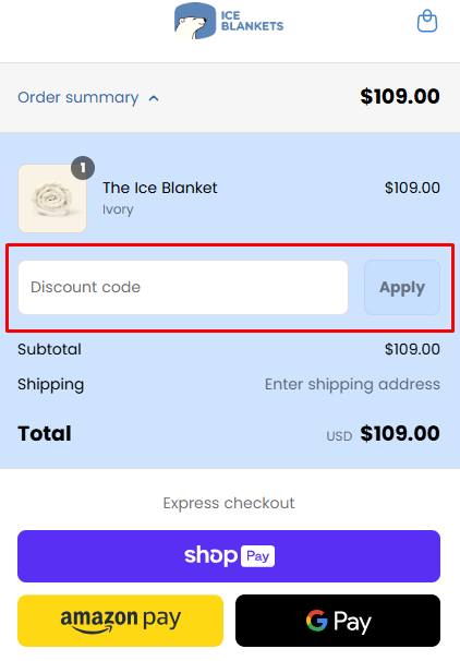 How to use Ice Blankets promo code