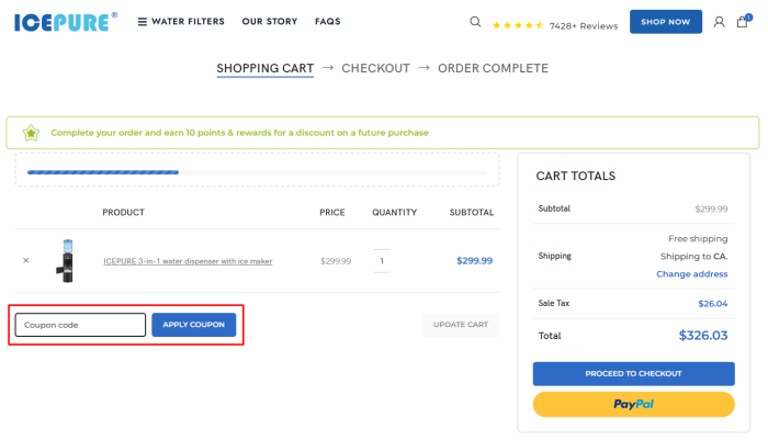 How to use IcePure Filter promo code