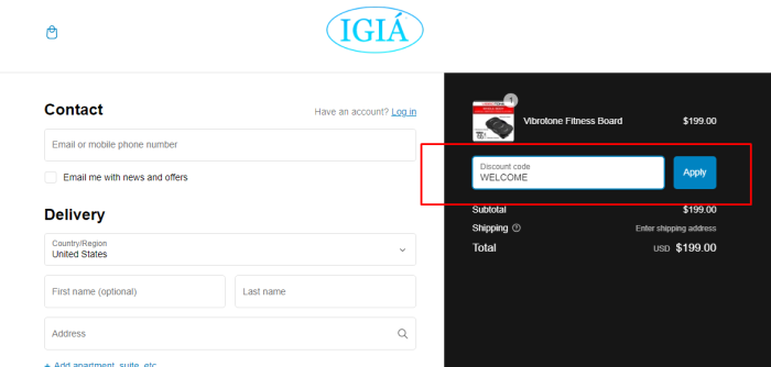 How to use IGIA promo code