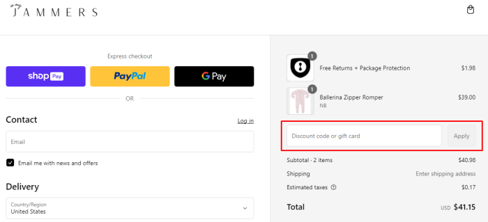 How to use In My Jammers promo code