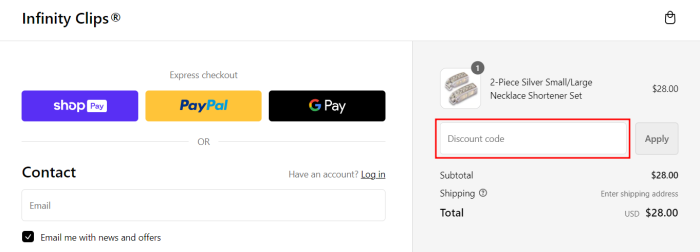 How to use Infinity Clips promo code