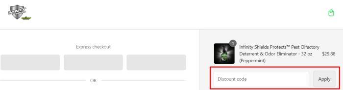 How to use Infinity Shields promo code