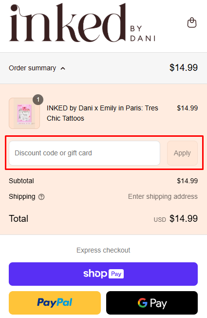 How to use INKED by Dani promo code