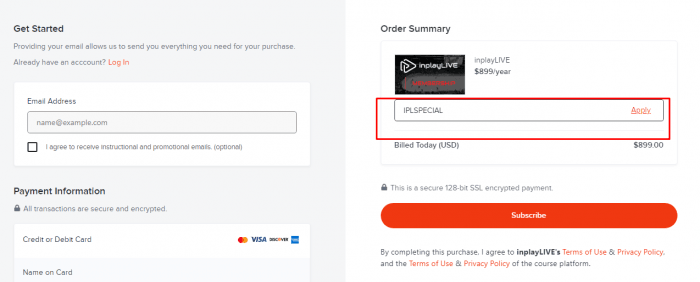 How to use inplayLIVE promo code