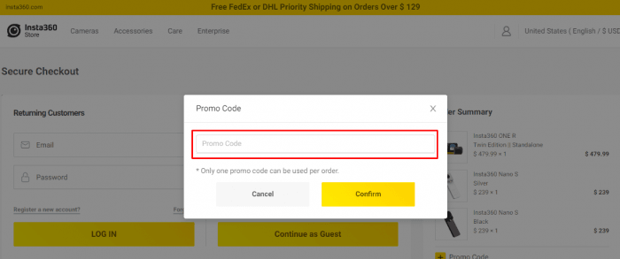 How to use Insta360 promo code