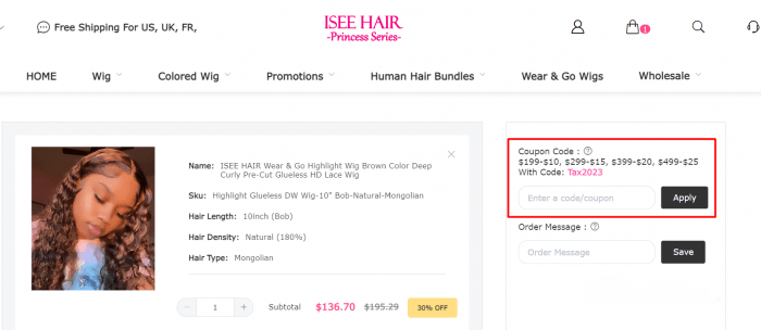 How to use Isee Hair promo code