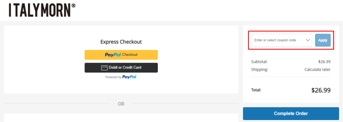 How to use ITALYMORN promo code