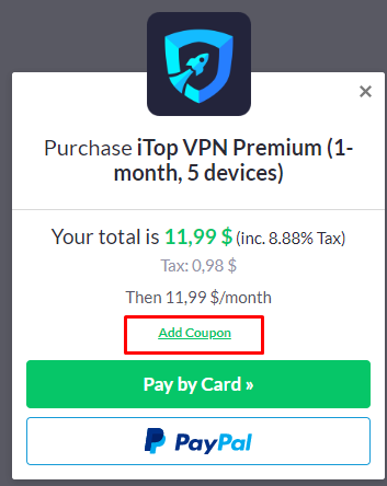 How to use iTop VPN promo code