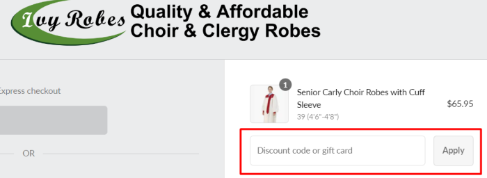 How to use IvyRobes promo code