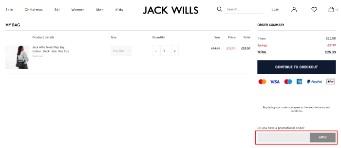 How to use Jack Wills promo code