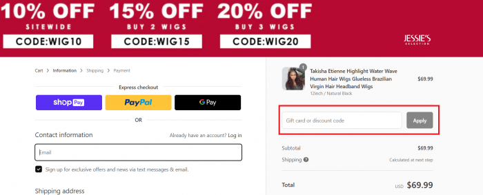 How to use Jessie's Selection promo code