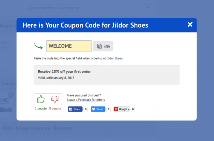 How to use a promo code at Jildor Shoes
