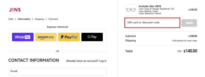 How to use JINS Eyewear promo code