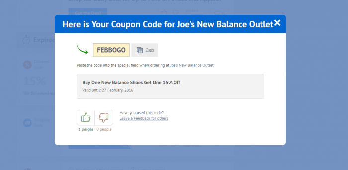 joe's new balance outlet coupon $1 shipping