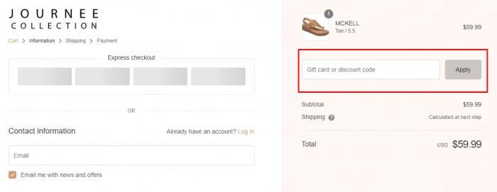 How to use Journee Collection promo code